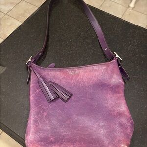 Coach Distrest Deep Purple Leather Legacy Shoulder Bag